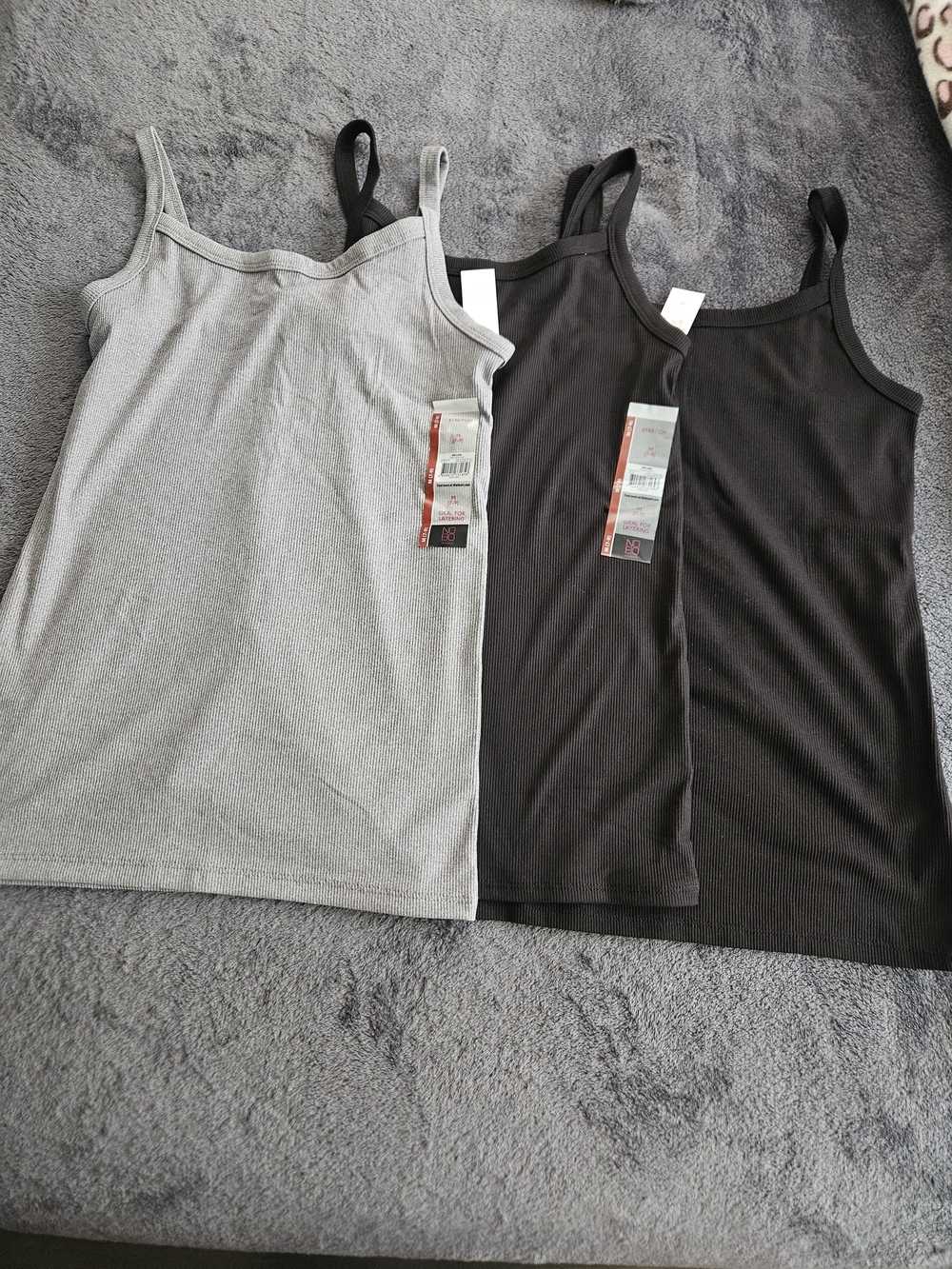 3 Ribbed Tank Top - Gray & Black